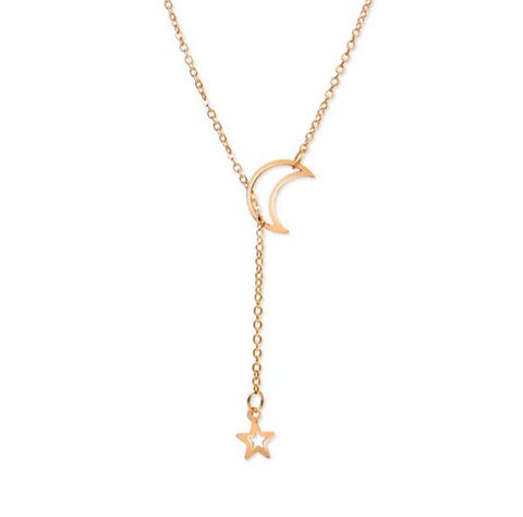 Simple And Elegant Moon Star Pendant Necklace Women Clavicle Chain Minimalist Design Necklace